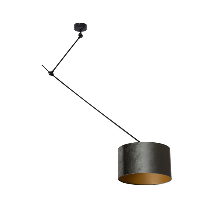 QAZQA Hanglamp zwart met velours kap groen 35cm - Blitz