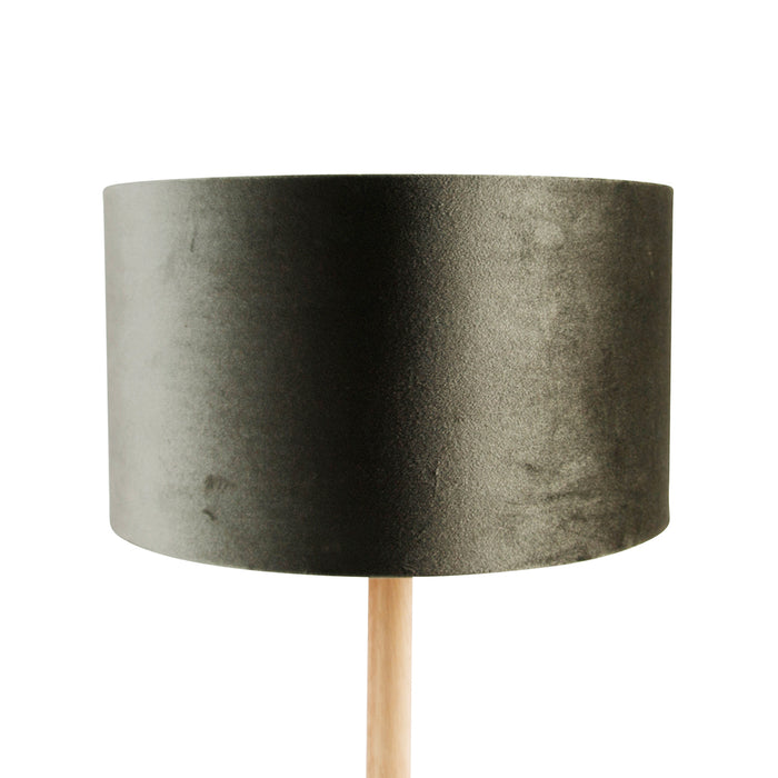 QAZQA Tafellamp hout met velours kap groen 35cm - Mels