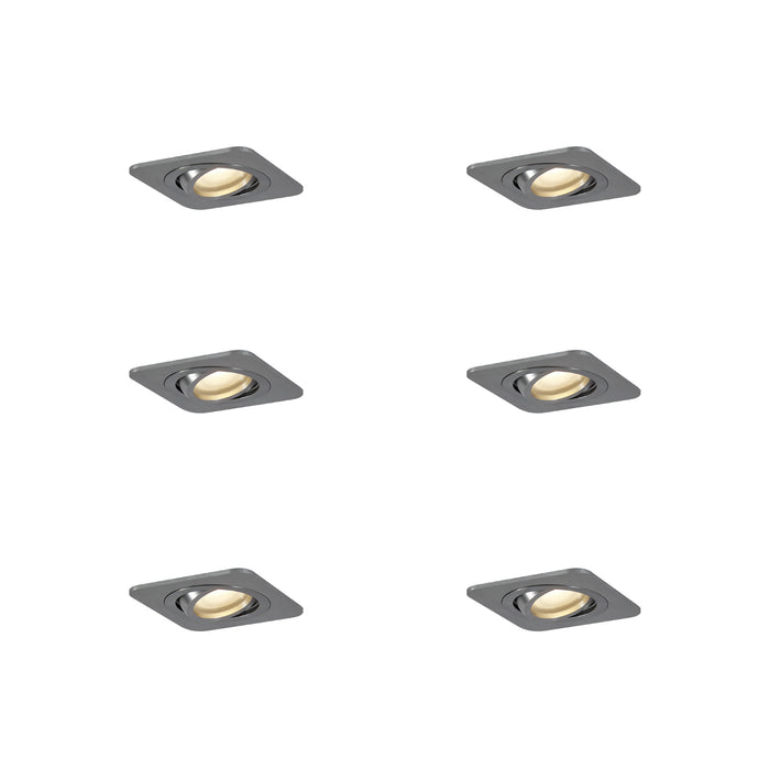 QAZQA Set van 6 afgeronde inbouwspots gunmetal GU10 50mm draai- en