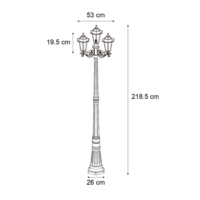 QAZQA Klassieke buitenpaal zwart 217cm IP44 - New Haven Hammered