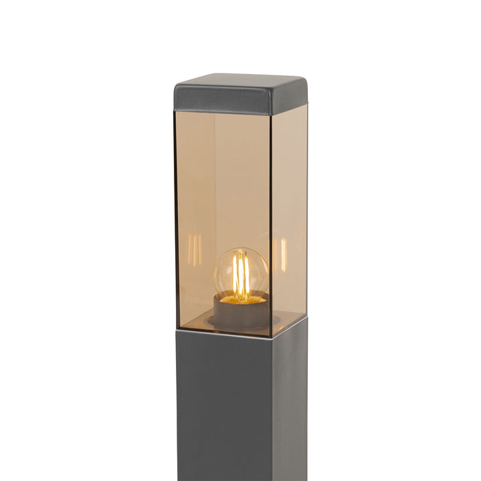 QAZQA Smart buitenlamp paal donkergrijs met smoke 45 cm incl. Wifi