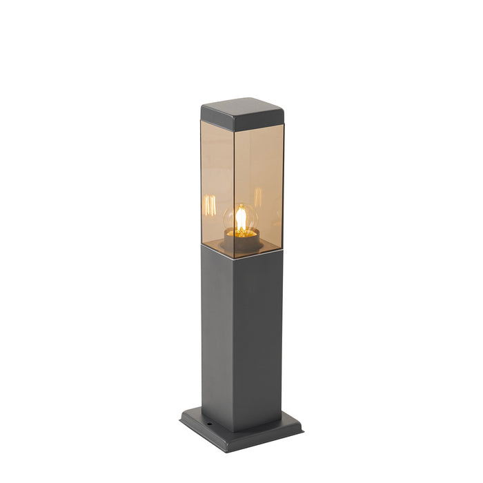QAZQA Smart buitenlamp paal donkergrijs met smoke 45 cm incl. Wifi