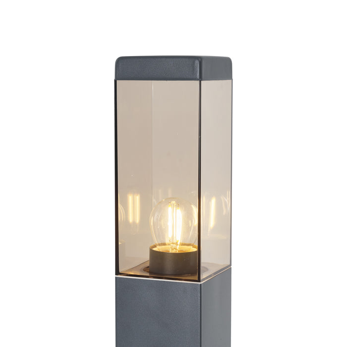 QAZQA Buitenlamp donkergrijs met smoke glas 80cm IP44 met stopcontact