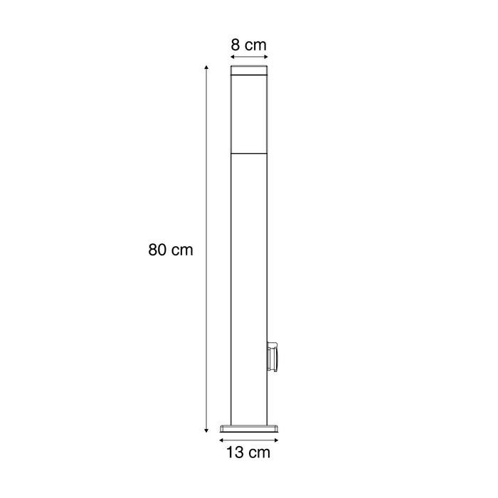 QAZQA Buitenlamp donkergrijs met smoke glas 80cm IP44 met stopcontact