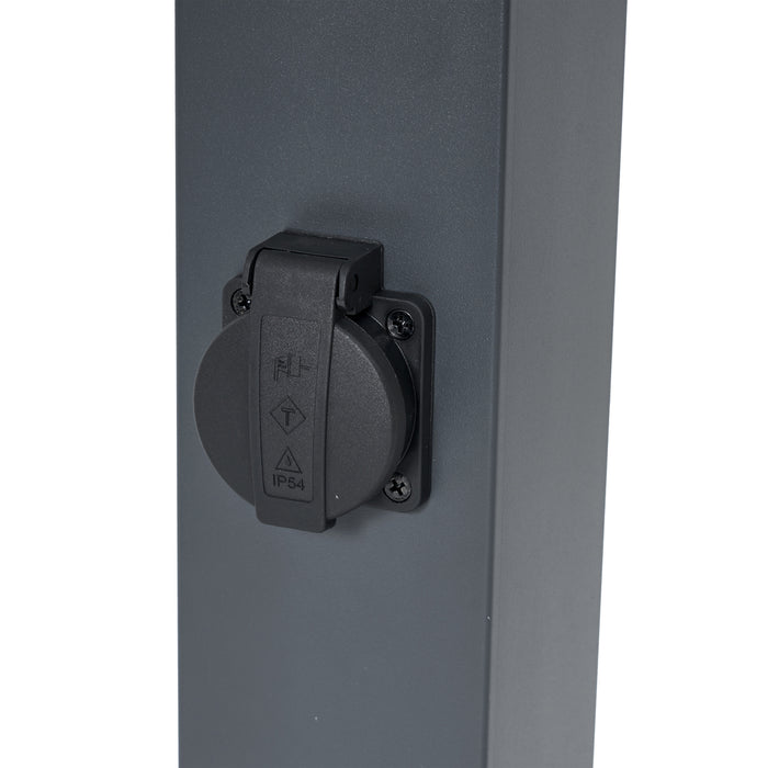 QAZQA Buitenlamp donkergrijs met smoke glas 80cm IP44 met stopcontact