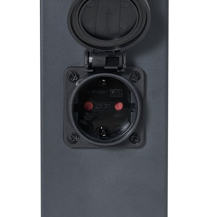 QAZQA Buitenlamp donkergrijs met smoke glas 80cm IP44 met stopcontact