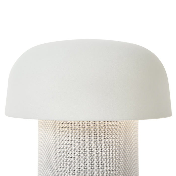 QAZQA Tafellamp wit 16cm incl. LED dimbaar oplaadbaar met JBL speaker