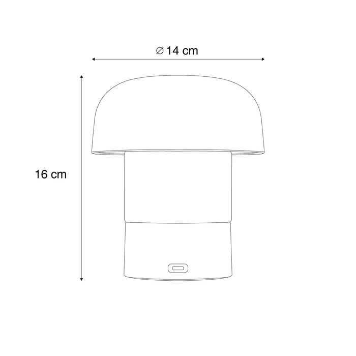 QAZQA Tafellamp wit 16cm incl. LED dimbaar oplaadbaar met JBL speaker