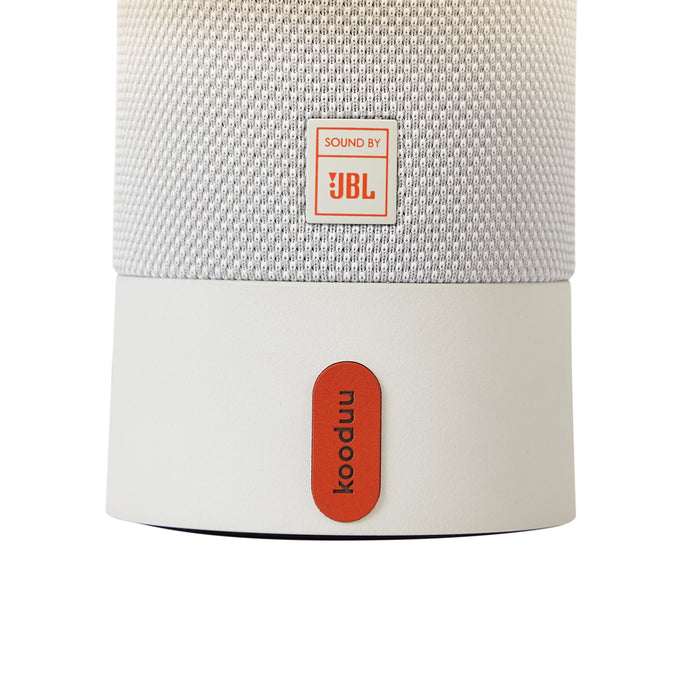 QAZQA Tafellamp wit 16cm incl. LED dimbaar oplaadbaar met JBL speaker