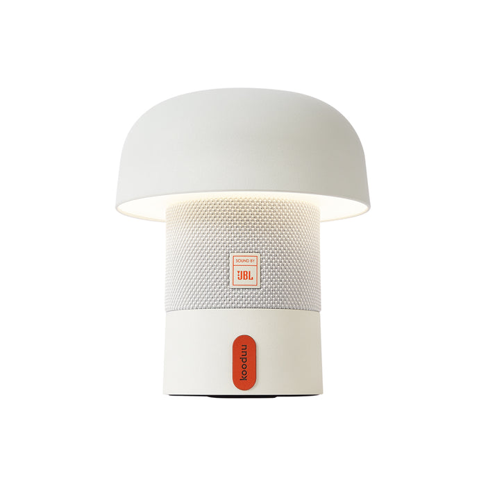QAZQA Tafellamp wit 16cm incl. LED dimbaar oplaadbaar met JBL speaker