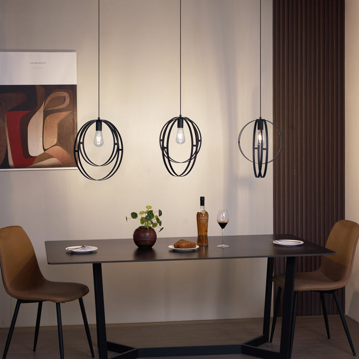 QAZQA Design hanglamp zwart langwerpig 3-lichts - Indu