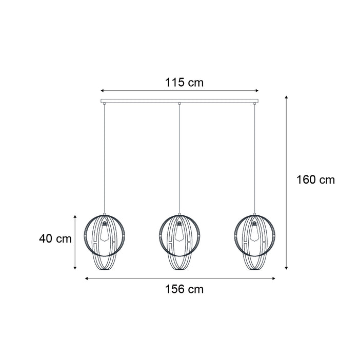 QAZQA Design hanglamp zwart langwerpig 3-lichts - Indu