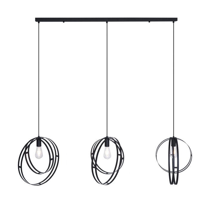 QAZQA Design hanglamp zwart langwerpig 3-lichts - Indu