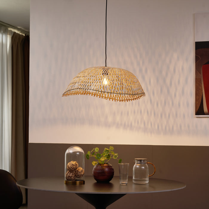 QAZQA Bohemian hanglamp zwart met bamboe - Lily