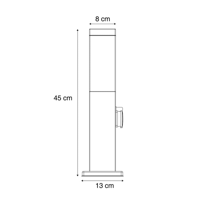 QAZQA Buitenlamp donkergrijs met smoke glas 45cm IP44 met stopcontact