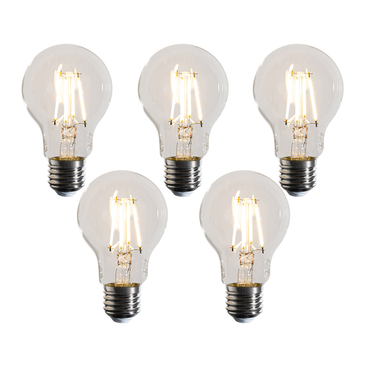 LUEDD Set van 5 E27 dimbare LED lampen A60 helder 4.5W 500 lm 2700K