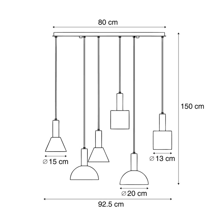 QAZQA Scandinavische hanglamp creme 6-lichts - Biles