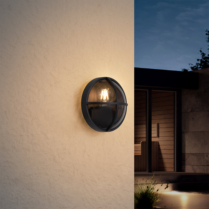 QAZQA Buiten wandlamp zwart rond IP65 - Target