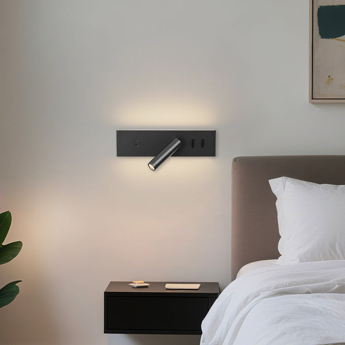 QAZQA Wandlamp zwart verstelbaar met USB-C incl. LED - Modric