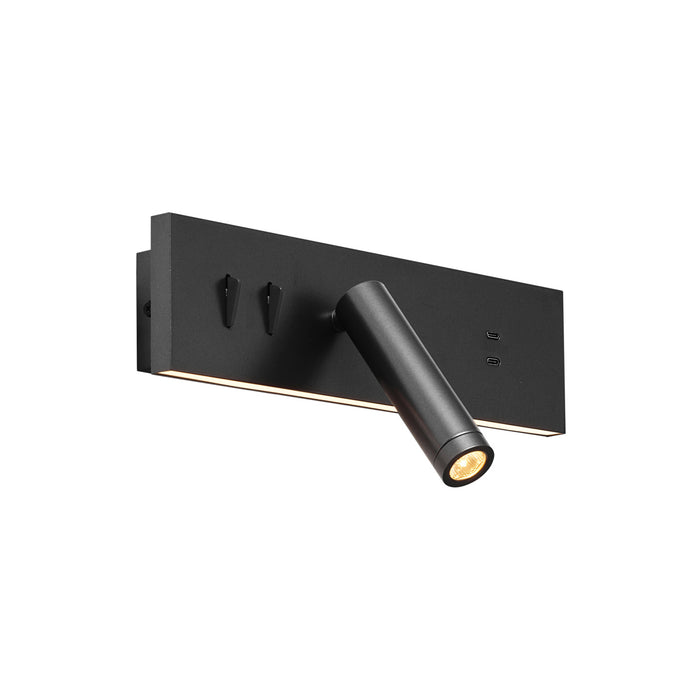 QAZQA Wandlamp zwart verstelbaar met USB-C incl. LED - Modric