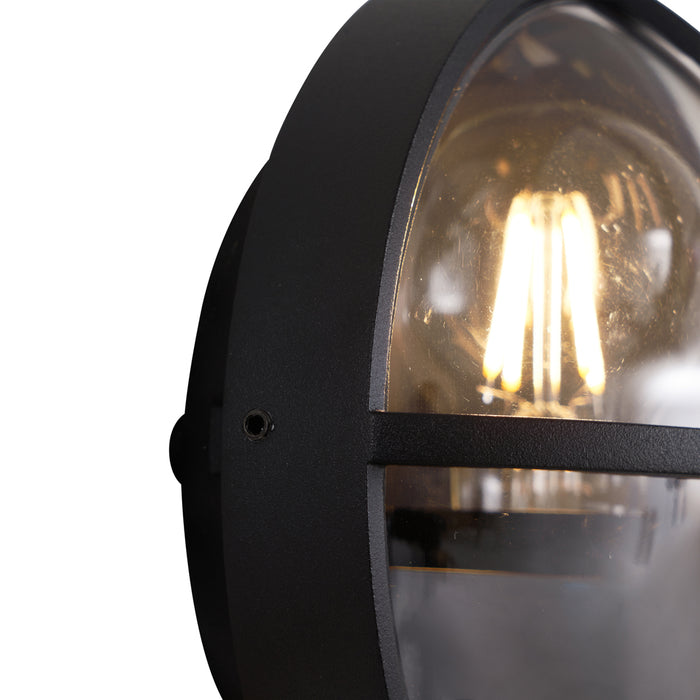 QAZQA Buiten wandlamp zwart rond IP65 - Target