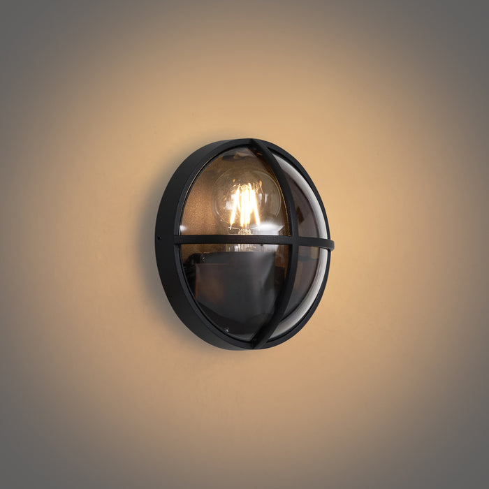 QAZQA Buiten wandlamp zwart rond IP65 - Target