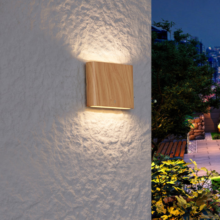 QAZQA Scandinavische buiten wandlamp hout print 11,5cm incl. LED IP65