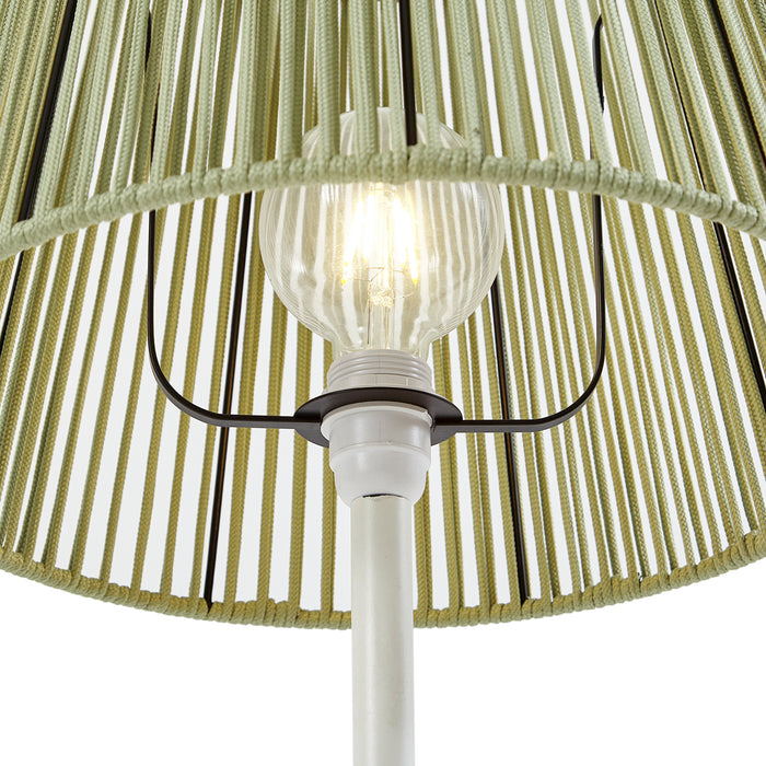 QAZQA Buiten vloerlamp wit met kap groen touw IP44 - Virginia Jayla