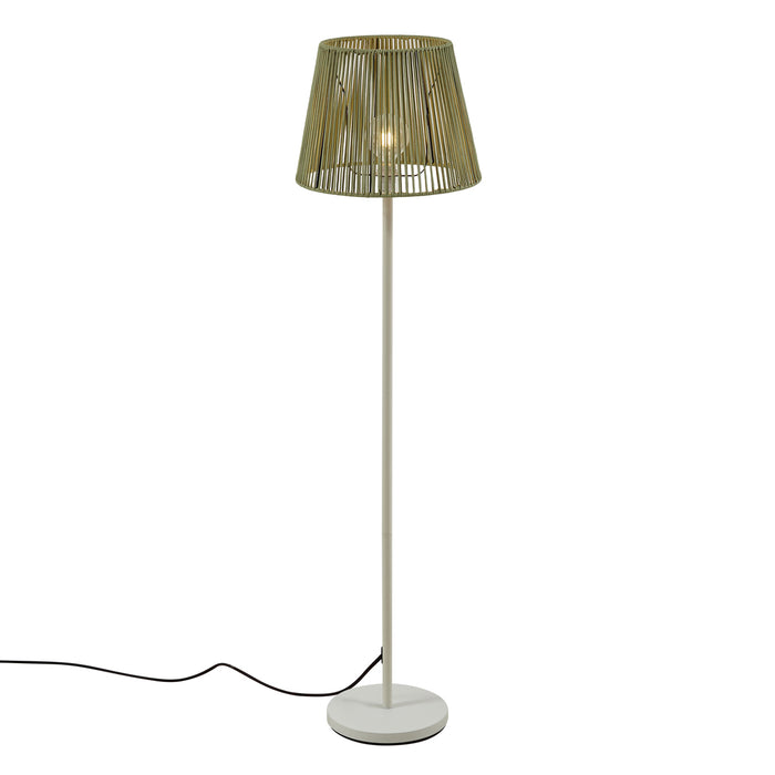 QAZQA Buiten vloerlamp wit met kap groen touw IP44 - Virginia Jayla