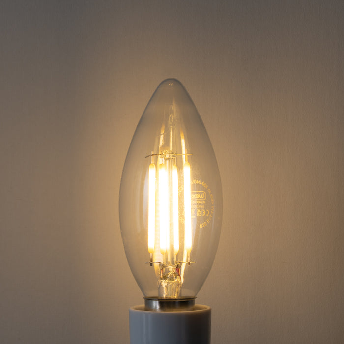 LUEDD Set van 5 E14 3-staps dimbare LED lampen B35 helder 4W 450 lm