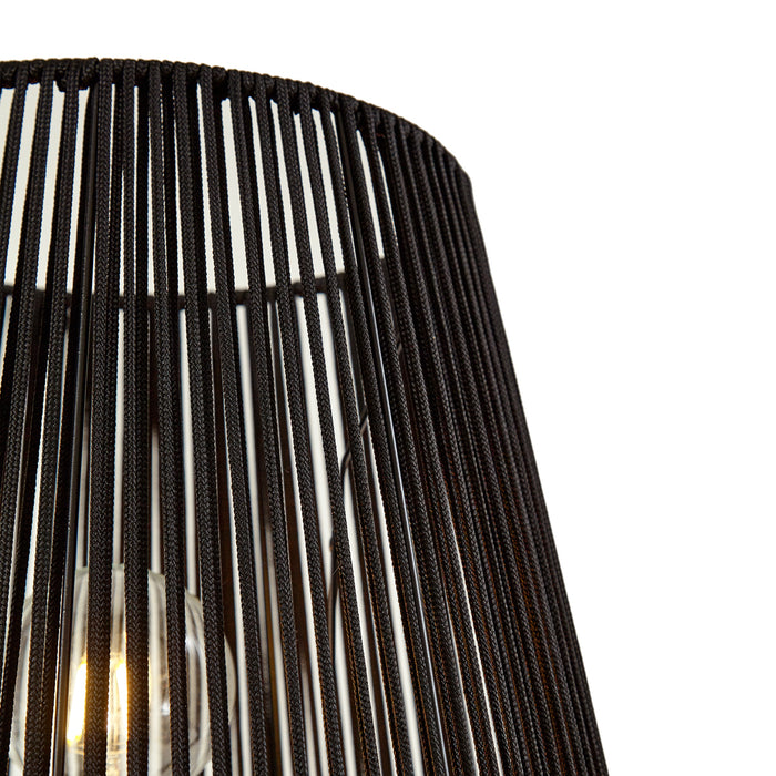 QAZQA Buiten vloerlamp zwart met kap zwart touw IP44 - Virginia Jayla