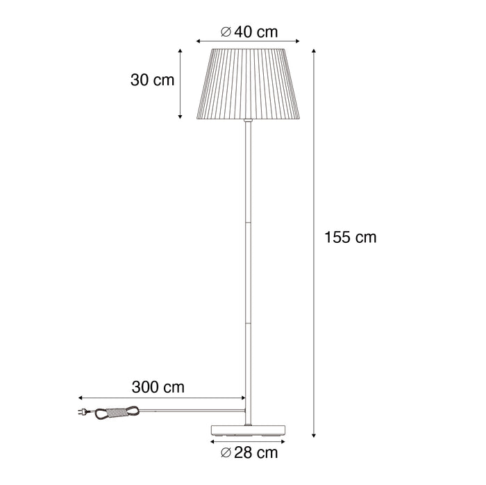 QAZQA Buiten vloerlamp zwart met kap zwart touw IP44 - Virginia Jayla