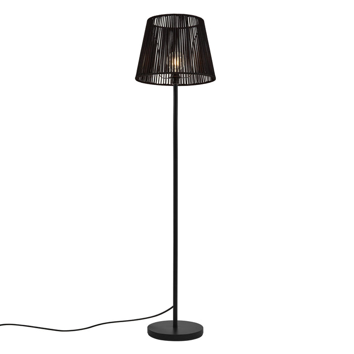 QAZQA Buiten vloerlamp zwart met kap zwart touw IP44 - Virginia Jayla