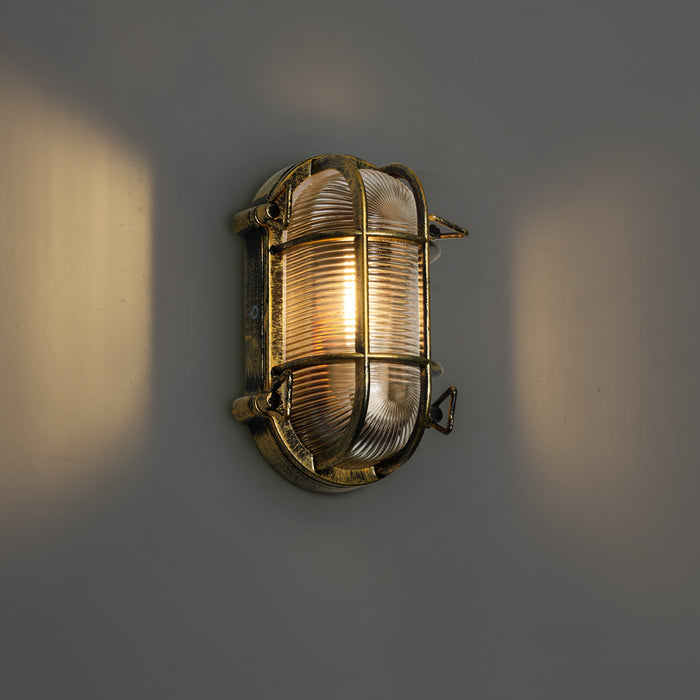 QAZQA Buiten wand- en plafondlamp antiek goud ovaal IP44 - Noutica