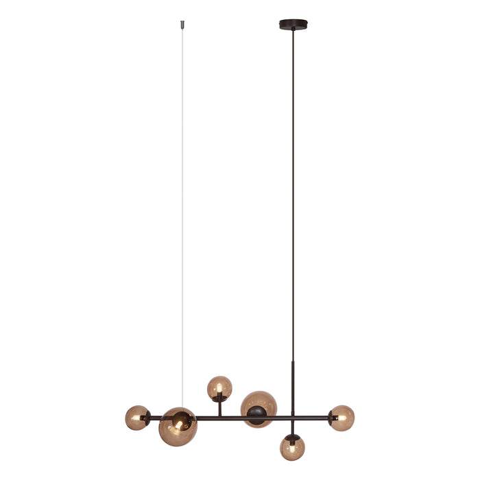 QAZQA Hotel Chique hanglamp donkerbrons met brons glas 6-lichts -