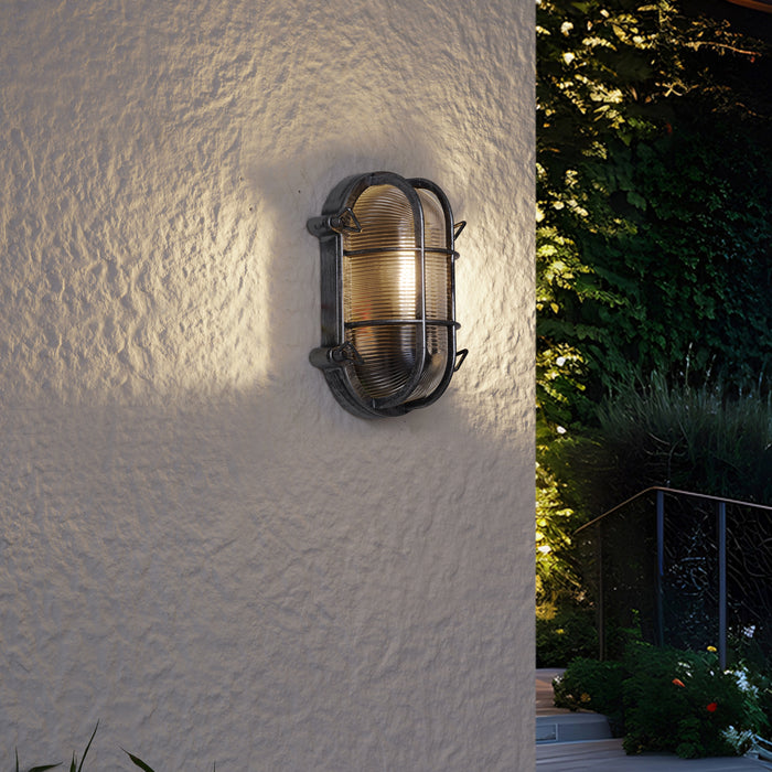 QAZQA Buiten wandlamp zilver ovaal IP44 - Noutica