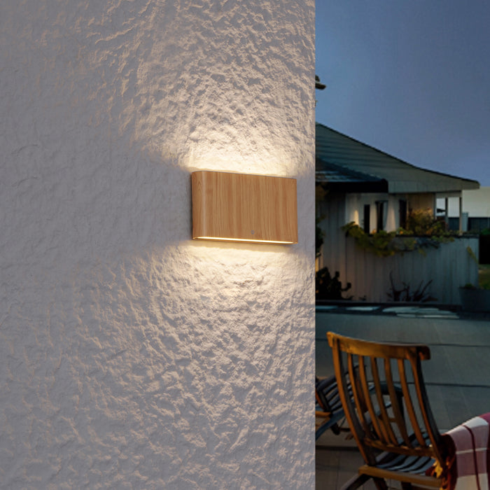 QAZQA Scandinavische buiten wandlamp hout print 17,5cm incl. LED IP65