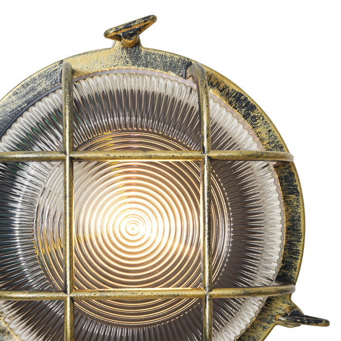 QAZQA Buiten wand- en plafondlamp antiek goud rond IP44 - Noutica