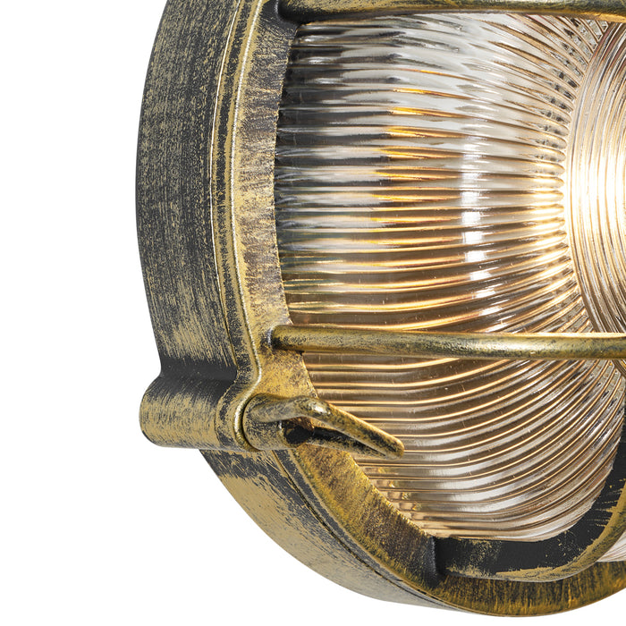 QAZQA Buiten wand- en plafondlamp antiek goud rond IP44 - Noutica