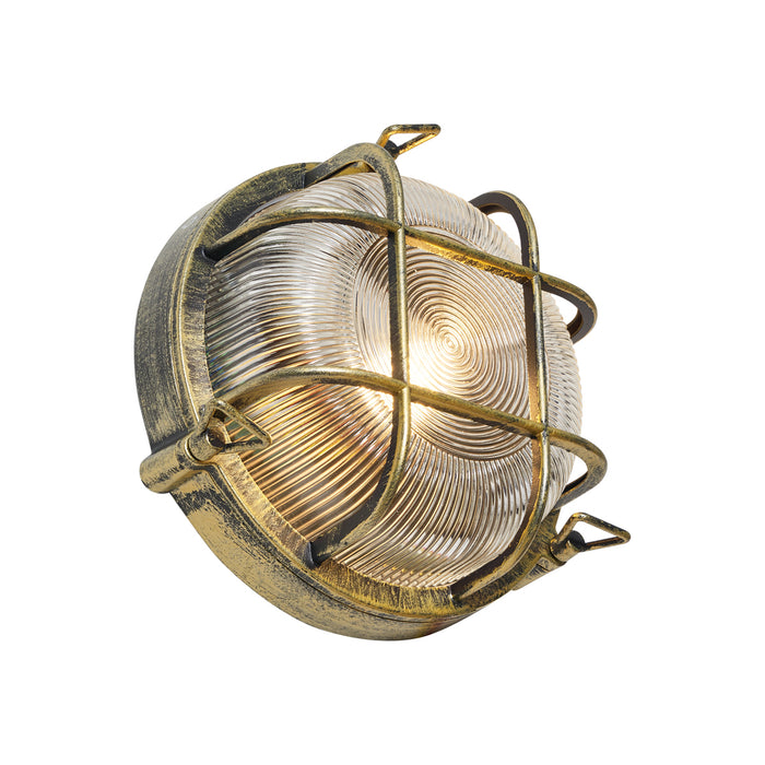 QAZQA Buiten wand- en plafondlamp antiek goud rond IP44 - Noutica