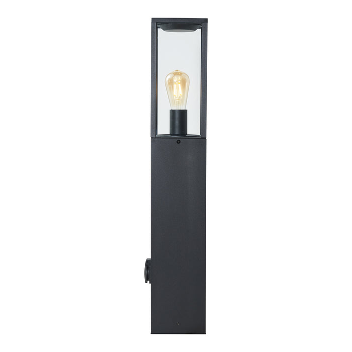QAZQA Moderne staande buitenlamp zwart 80cm met stopcontact IP44 -