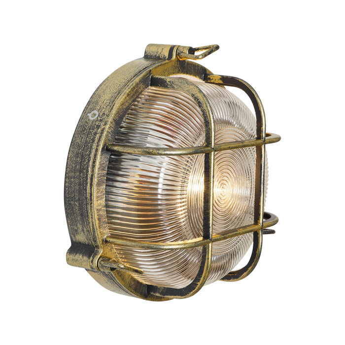 QAZQA Buiten wand- en plafondlamp antiek goud rond IP44 - Noutica