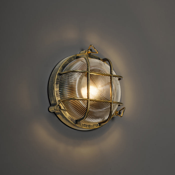QAZQA Buiten wand- en plafondlamp antiek goud rond IP44 - Noutica