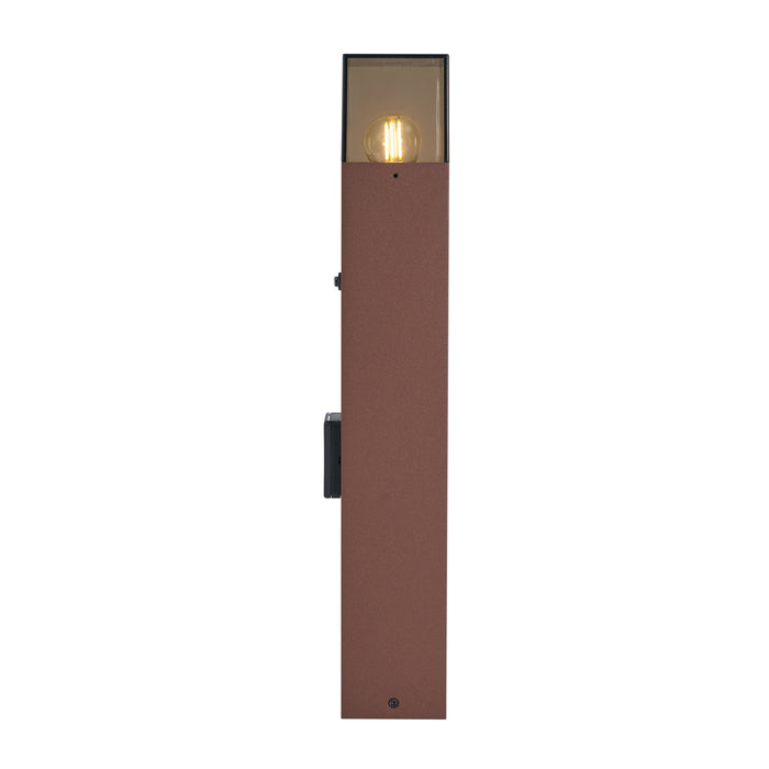 QAZQA Industrieel buiten paaltje roestbruin met smoke glas 50cm met