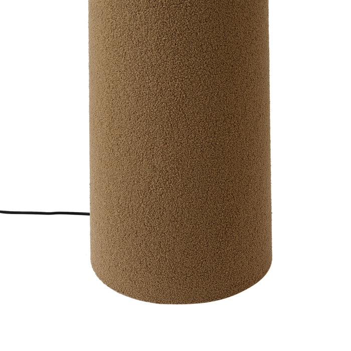 QAZQA Japandi vloerlamp bruin teddy stof 2-lichts - Trompet