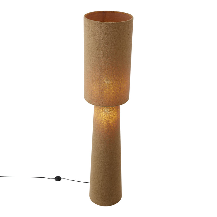 QAZQA Japandi vloerlamp bruin teddy stof 2-lichts - Trompet