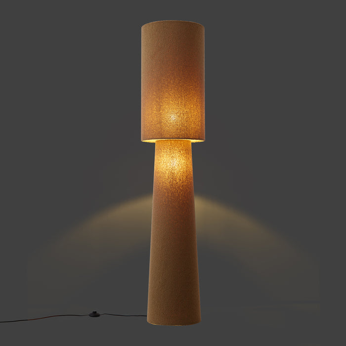QAZQA Japandi vloerlamp bruin teddy stof 2-lichts - Trompet