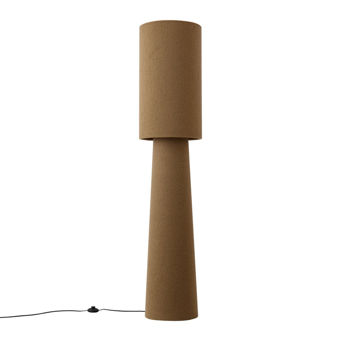 QAZQA Japandi vloerlamp bruin teddy stof 2-lichts - Trompet