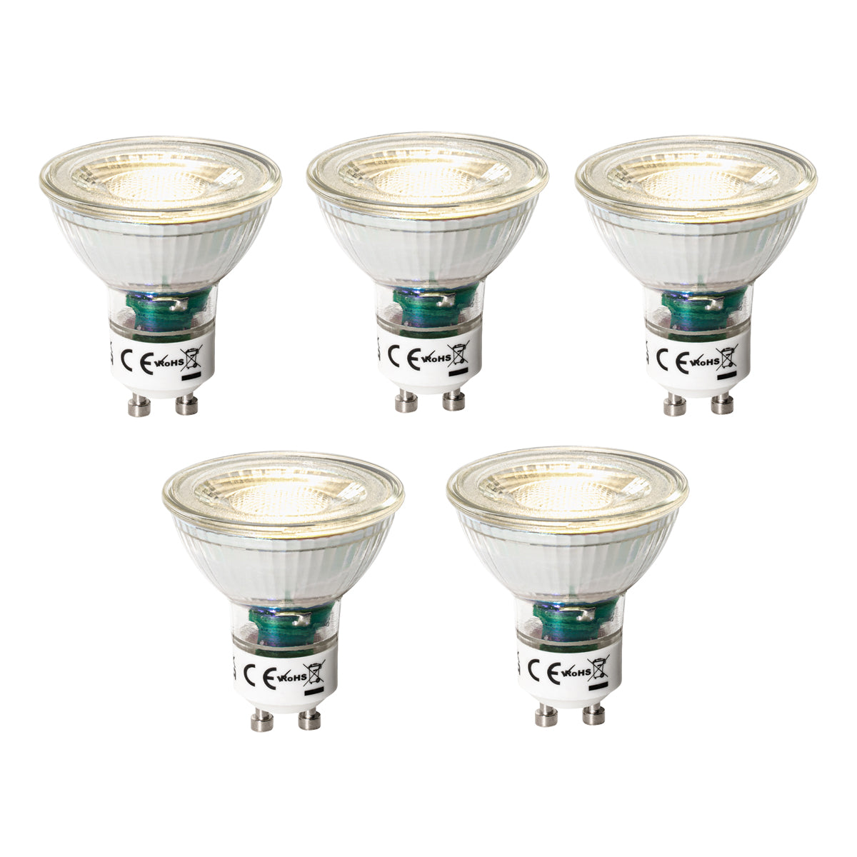 LUEDD Set van 5 GU10 3-staps dimbare LED lampen 7W 600 lm 3000K