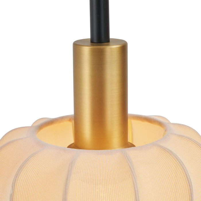 QAZQA Japandi vloerlamp zwart met goud en beige kap - Pluni